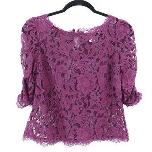 Sundance Lace Top Womens XS Purple Witchy Dark Feminine Boho Event Date Night
